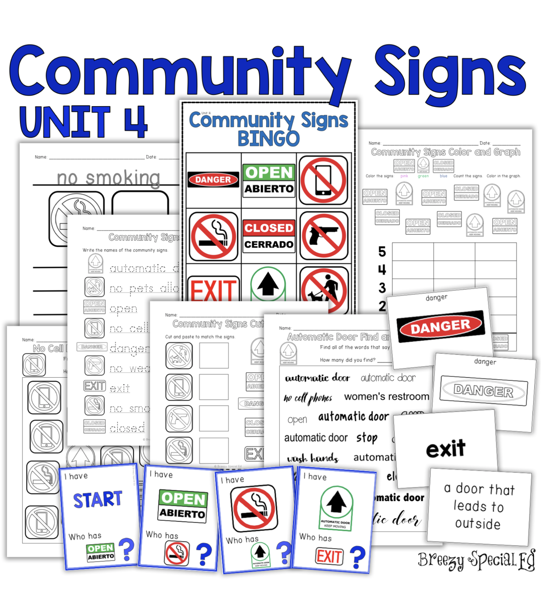 Community Signs Bingo Flash Cards